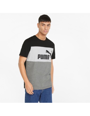 PUMA ESS+COLORBLOCK TEE,PUMA BLACK