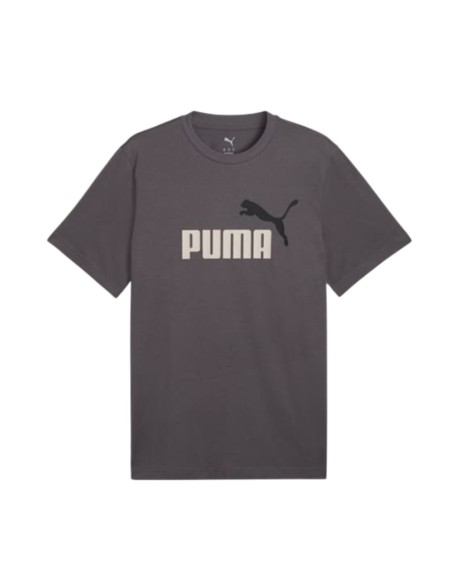 Camiseta Gris Puma ESS 2 COLOR No. 1 Logo Tee manga corta