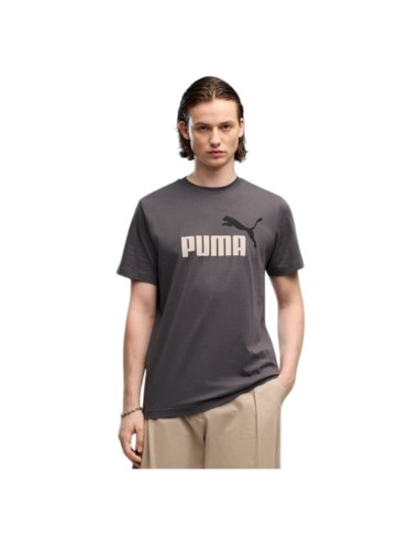 Camiseta Gris Puma ESS 2 COLOR No. 1 Logo Tee manga corta