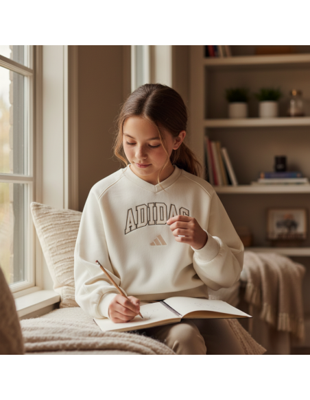 Sudadera Blanca Adidas Seasonals Collegiate Typography V-neck Junior Girls