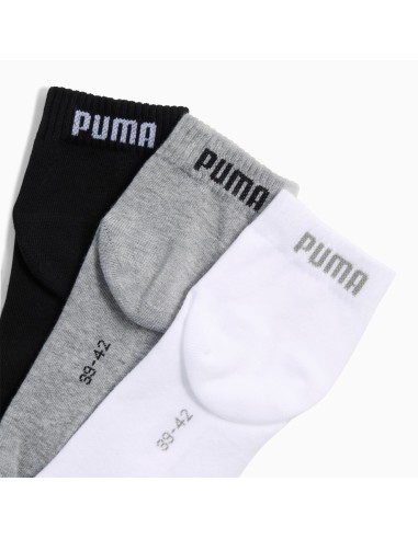 Calcetines Negros, Blancos y Grises PUMA UNISEX QUARTER PLAIN 3P 3 pares