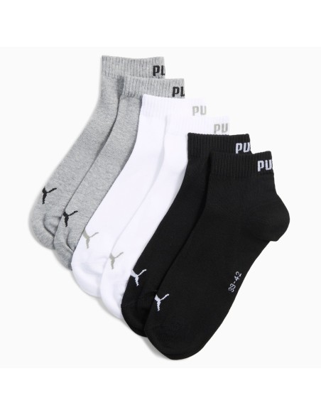 Calcetines Negros, Blancos y Grises PUMA UNISEX QUARTER PLAIN 3P 3 pares