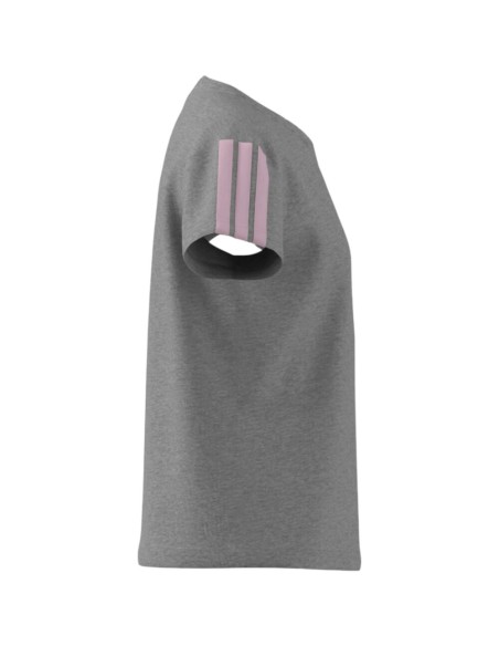 Camiseta Manga Corta Gris ADIDAS JG 3S TEE 160  MGREY/CLPINK NIÑA