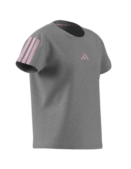 Camiseta Manga Corta Gris ADIDAS JG 3S TEE 160  MGREY/CLPINK NIÑA