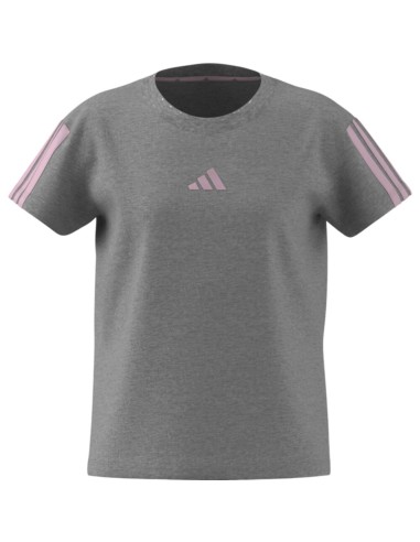 Camiseta Manga Corta Gris ADIDAS JG 3S TEE 160  MGREY/CLPINK NIÑA