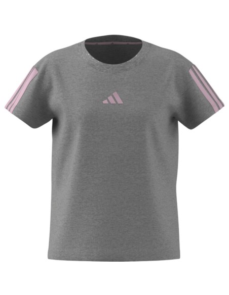 Camiseta Manga Corta Gris ADIDAS JG 3S TEE 160  MGREY/CLPINK NIÑA